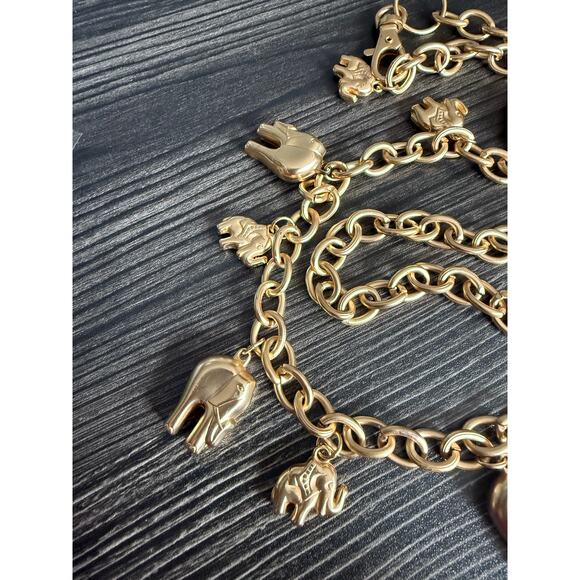 L/XL Elephant Gold Charm Chaim Belt - Picture 4 of 5